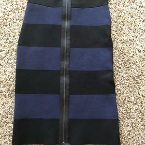 BCBGMAXAZRIA BLUE & BLACK SPANDEX PENCIL SKIRT